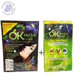 Dầu gội nhuộm tóc thảo dược Thái Lan Ok Herbal +  Dầu dưỡng tóc OK Herbal (tặng kèm)